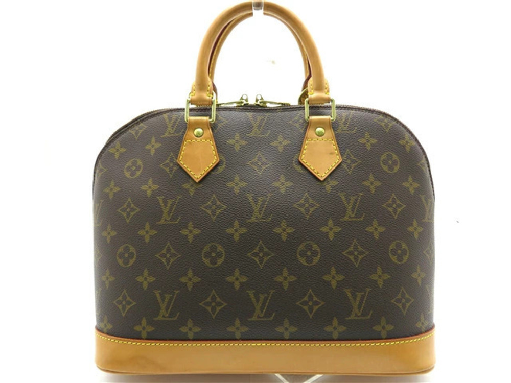LOUIS VUITTON Alma Monogram Handbag Leather Brown